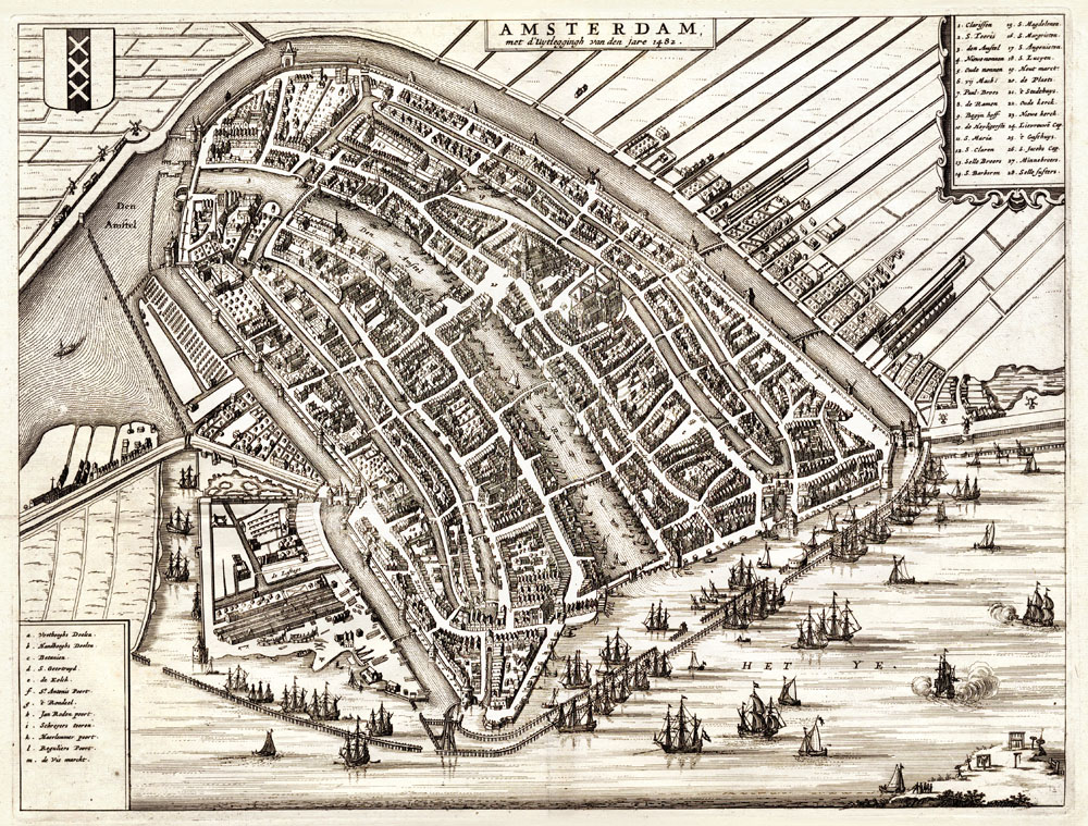 Amsterdam situatie 1482 von Zesen 1664
